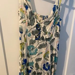 Free people intimately White and green and blue floral criss cross dress Size XS